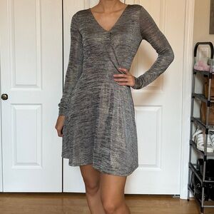 Shimmery flowy circle skirt long sleeve dress